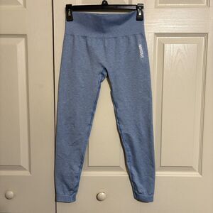 Gymshark Women's Blue leggings wide waist band cuffed ankle No tag measures XS